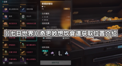 《七日世界》奇思妙想饮食谱获取位置介绍